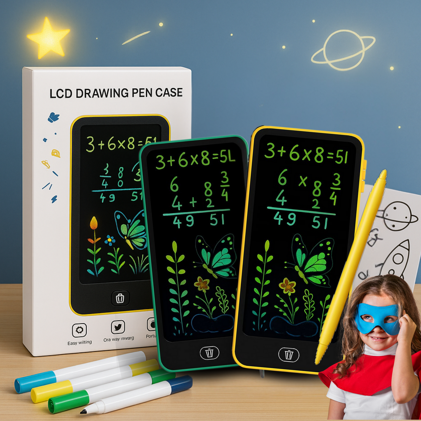 Kids LCD Drawing Tablet Pencil Box