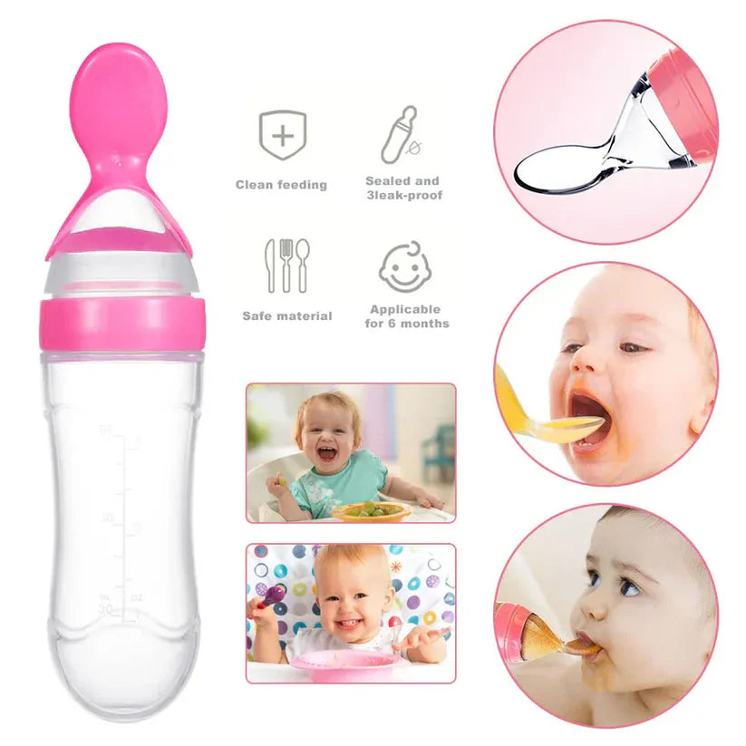 Silicone Baby Feeding Bottle with Spoon
