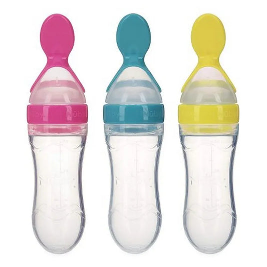 Silicone Baby Feeding Bottle with Spoon